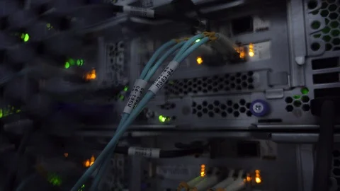 Fiber optic network connectivity. Optical Cable close up. Stock Footage 123605653
