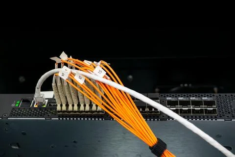 Fiber Optic Network Switch Connection Stock Photos