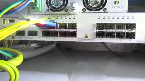 Fiber optic network switch telecommunication Stock Footage 988246