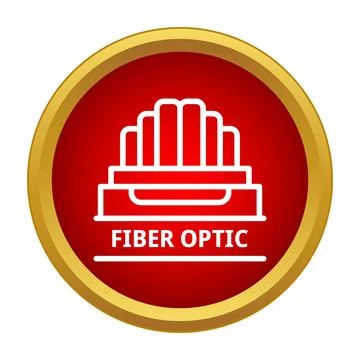 Fiber optic networking technology symbol on red background Stock Illustration