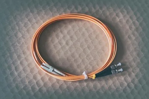 Fiber optic patch cord for connecting electrical elements 스톡 사진