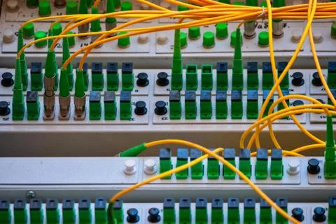 Fiber optic Patch Panel Open 스톡 사진