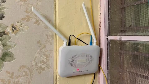 Fiber Optic Router Showing LOS Red Light Network Connection Problem Stock Footage 339475928
