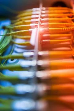 Fiber optic with servers in a technology data center Stock Photos