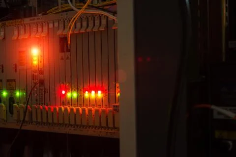 Fiber optic with servers in a technology data center Stock Photos