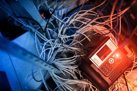 Fiber optic with servers in a technology data center Stock Photos