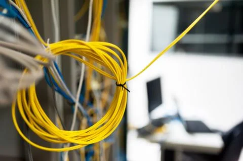 Fiber optic with servers in a technology data center Stock Photos