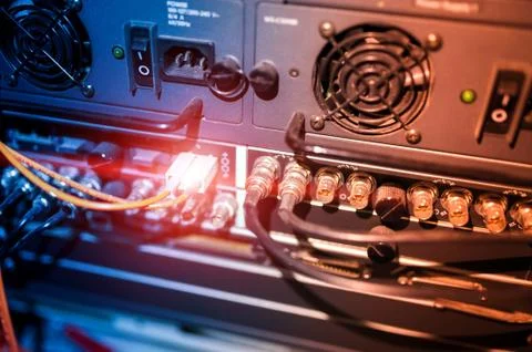 Fiber optic with servers in a technology data center Stock Photos