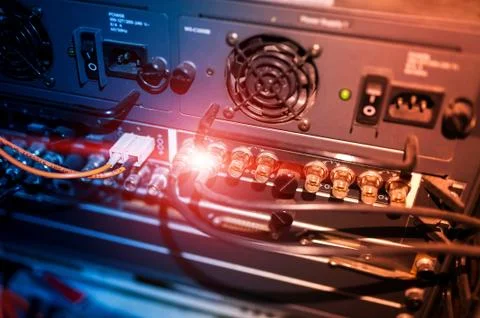 Fiber optic with servers in a technology data center Stock Photos