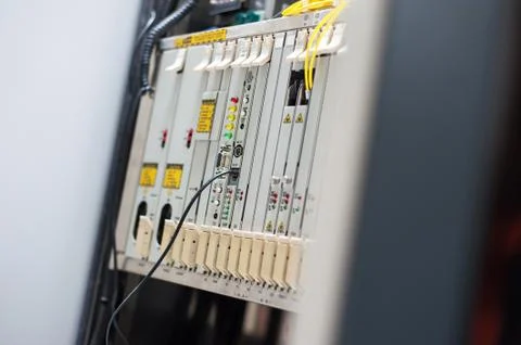 Fiber optic with servers in a technology data center Stock Photos