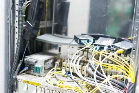 Fiber optic with servers in a technology data center Stock Photos