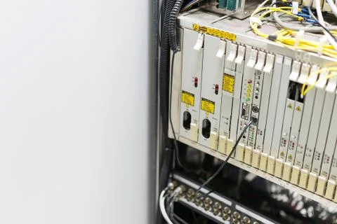 Fiber optic with servers in a technology data center Stock Photos