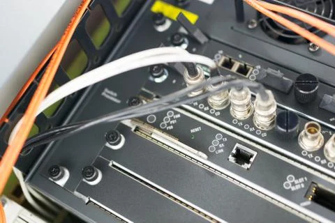 Fiber optic with servers in a technology data center Stock Photos