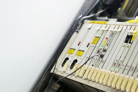 Fiber optic with servers in a technology data center Stock Photos