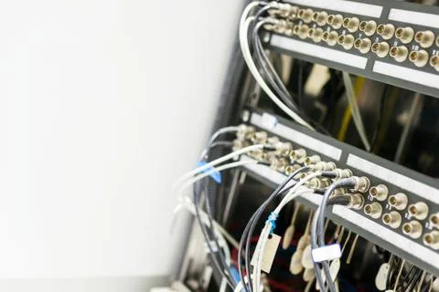 Fiber optic with servers in a technology data center Stock Photos