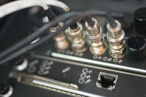 Fiber optic with servers in a technology data center Stock Photos