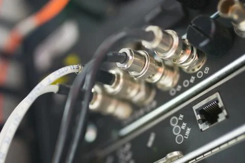 Fiber optic with servers in a technology data center Stock Photos