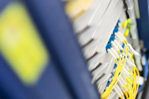 Fiber optic with servers in a technology data center Stock Photos