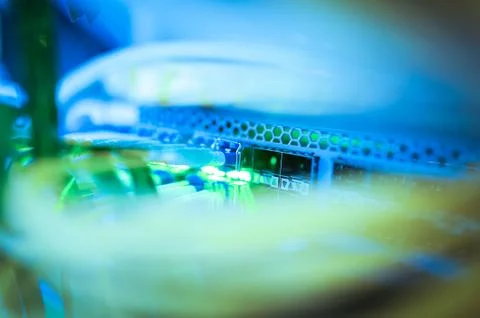 Fiber optic with servers in a technology data center Stock Photos