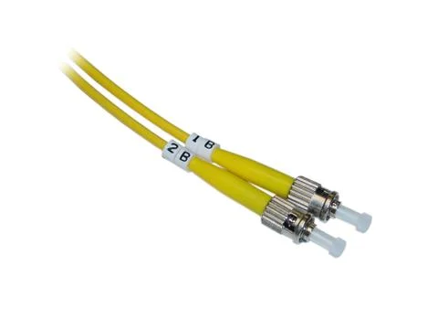 Fiber Optic Single-Mode Cable with ST Connector Stock Photos