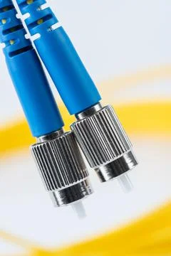 Fiber optic single mode patch cord connector type FC Stock Photos