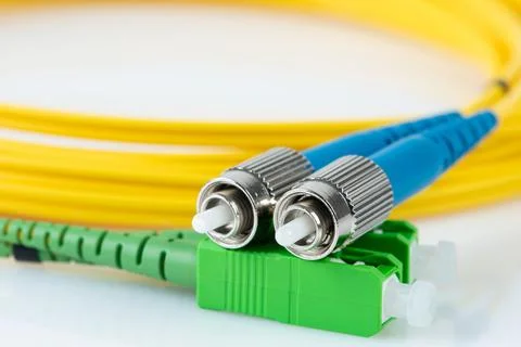 Fiber optic single mode patch cord with connector 스톡 사진