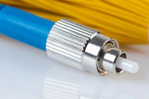 Fiber optic single mode patch cord connector type FC Stock Photos
