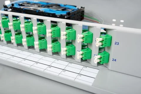 Fiber optic splice cassettes Stock Photos