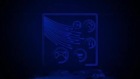 Fiber optic users in neon effect mp4 video Stock Illustration