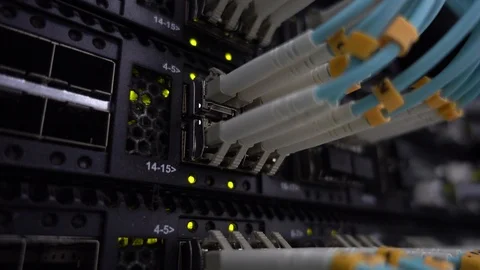 Fiber Optical Cables side view. Technology server concept. Stock Footage 106706030