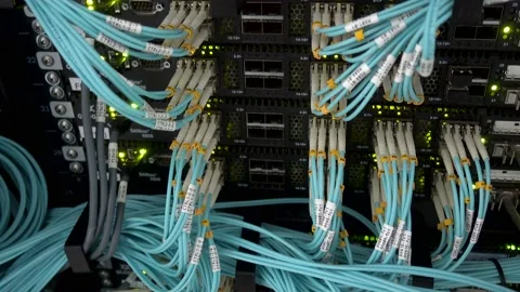 Fiber Optical connector interface. Telecommunication Fiber Optical Stock Footage 87144477