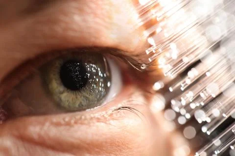 Fiber optics amd eye technology Stock Photos