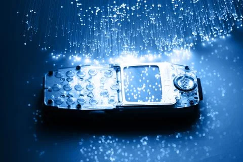 Fiber optics background with lots of light spots Foto stock