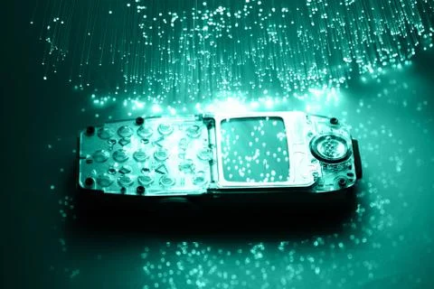 Fiber optics background with lots of light spots Stock Photos