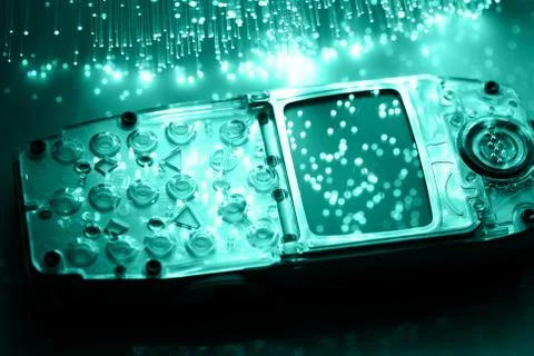 Fiber optics background with lots of light spots Foto stock
