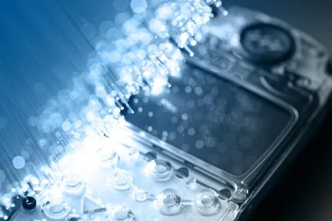 Fiber optics background with lots of light spots Foto stock