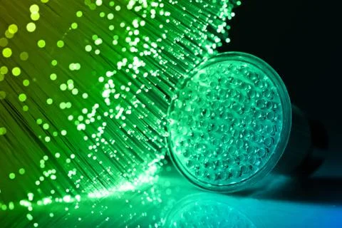 Fiber optics background with lots of light spots Stock Photos
