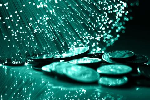 Fiber optics background with lots of light spots Stock Photos