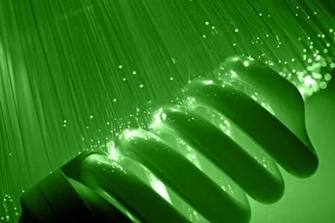 Fiber optics background with lots of light spots Foto stock