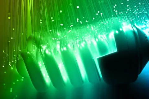 Fiber optics background with lots of light spots Stock Photos
