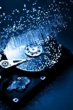 Fiber optics background with lots of light spots Stock Photos