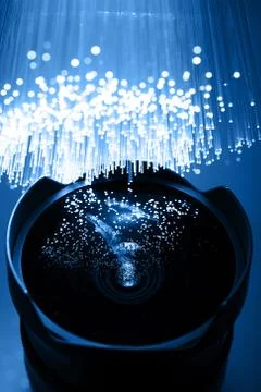 Fiber optics background with lots of light spots Foto stock