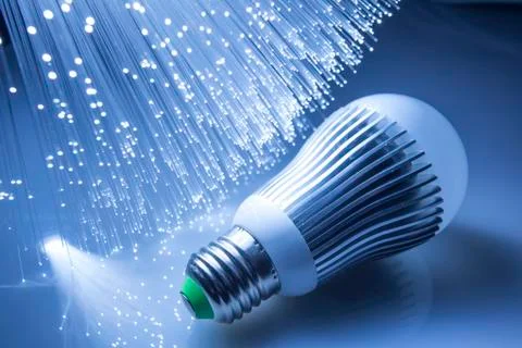 Fiber optics background with lots of light spots Foto stock