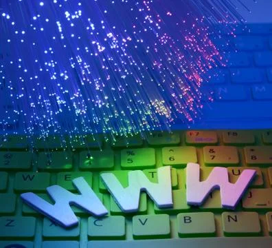 Fiber optics background with www Stock Photos