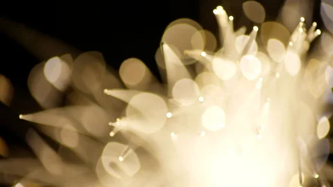 Fiber Optics. Bunch of Colored Optical Fibres With Bokeh. Technology Concept. Video stock 125121970