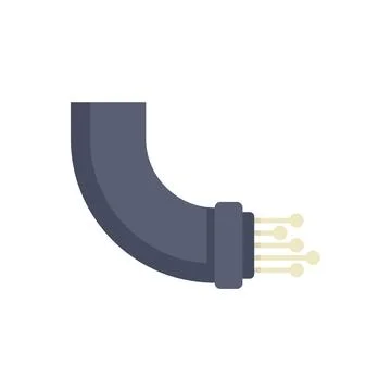 Fiber optics cable curving with exposed wires transmitting data イラスト素材