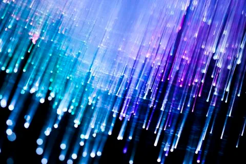 Fiber optics close-up,  computer communication technology Stock Photos