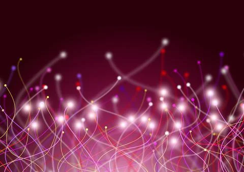 Fiber optics close up with lights, abstract &amp; blur background Stock Illustration
