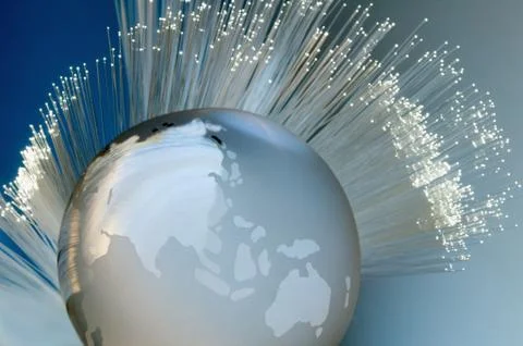 Fiber optics with globe Stock Illustration