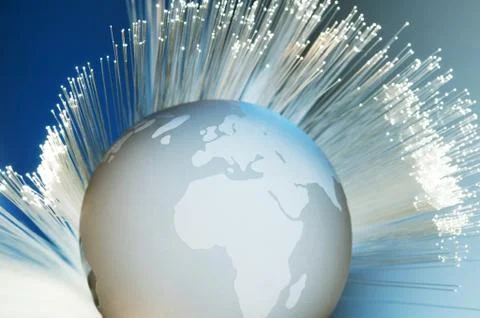 Fiber optics with globe Stock Illustration